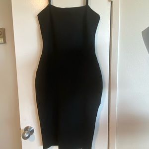 Lulus Size L - Black midi knit spaghetti strap dress